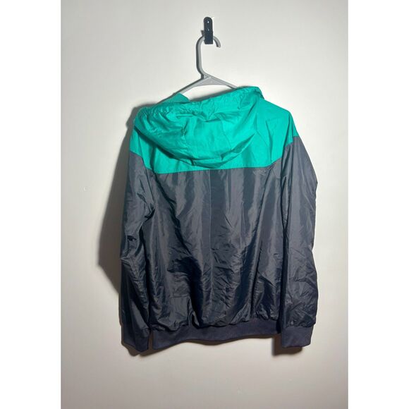 Umbro Men’s Windbreaker Jacket Size M Gray Teal Colorblock Hooded Full Zip - Picture 5 of 5